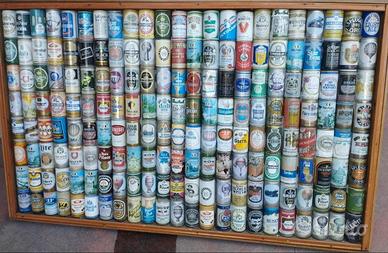 Cornice 180 lattine di birra vuote anni 80