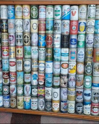 Cornice 180 lattine di birra vuote anni 80