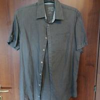 Camicia 100% lino grigia / beige taglia M