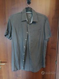 Camicia 100% lino grigia / beige taglia M