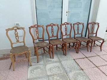 Sedie n. 6 in faggio del primo 800