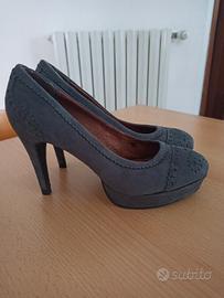 Décolleté n.41 pelle grigia scamosciata Pancaldi