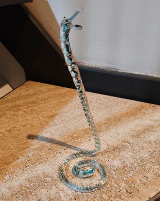 Statuina Serpente striato in vetro di Murano