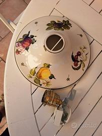 lampadario ceramica con dusegno frutta linea ferro
