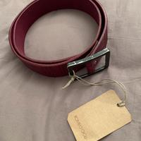 Cintura vera pelle bordeaux lavorata