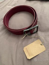 Cintura vera pelle bordeaux lavorata