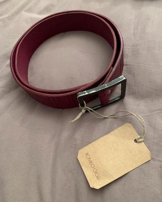 Cintura vera pelle bordeaux lavorata