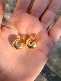 Orecchini bombati argento dorato