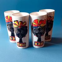 4 tazze \ bicchieri in ceramica anni '50 / '60