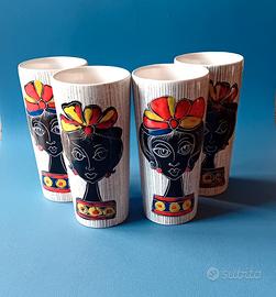 4 tazze \ bicchieri in ceramica anni '50 / '60