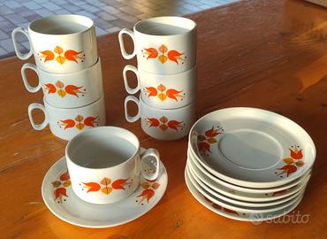 7 tazze tognana vintage con piattini floreali