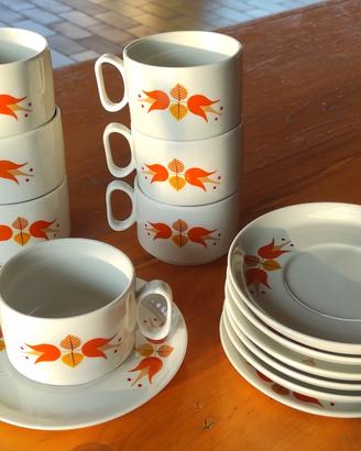 7 tazze tognana vintage con piattini floreali