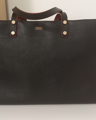 Borsa pelle nera-rossa V73