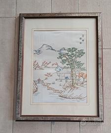 Ricamo su seta cinese - Paesaggio tradizionale