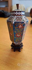 Vaso esagonale cloisonné cinese vintage – 9,5 cm