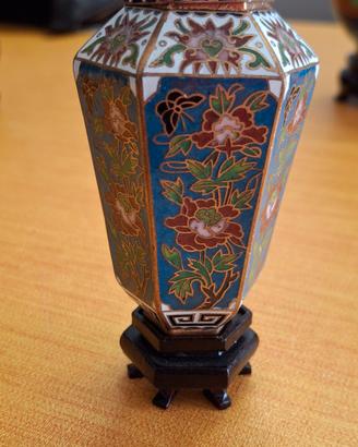Vaso esagonale cloisonné cinese vintage – 9,5 cm