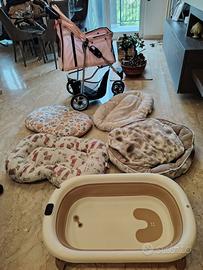 carrozzino + cuscini + vaschetta pieghevole cane