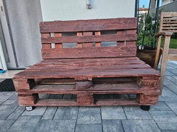 panchina con bancali, schienale smontabile