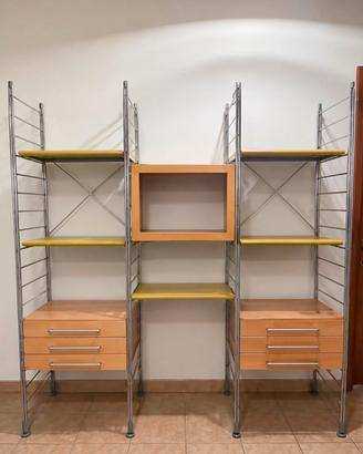 Libreria modulare di design - metallo e legno
