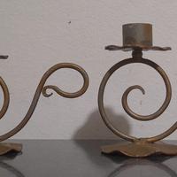 2 candelabri bugia in ferro battuto Vintage 