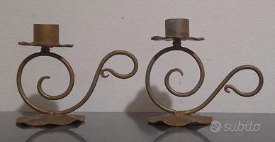 2 candelabri bugia in ferro battuto Vintage 