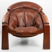 Sofa’ anni 70 Luciano frigerio in pelle e legno