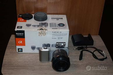 Sony nex 3 set con flash e ottica 18/55