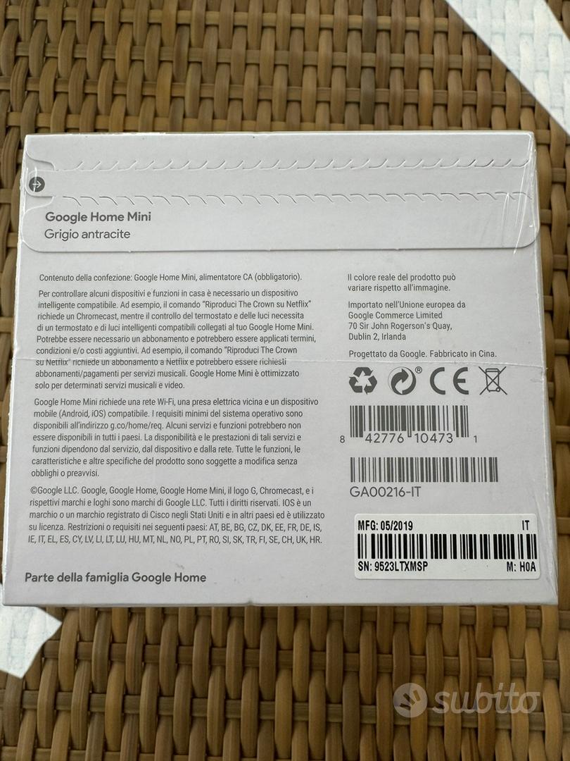 Google Home Mini GA00216-IT (Grigio Antracite)