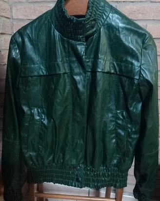 giubbino pelle verde Zara 