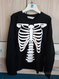 Maglia maniche lunghe nera scheletro H&M 8/10 anni