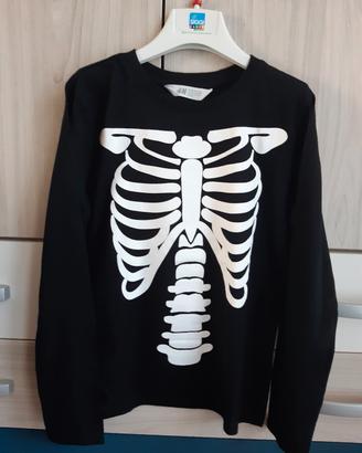 Maglia maniche lunghe nera scheletro H&M 8/10 anni