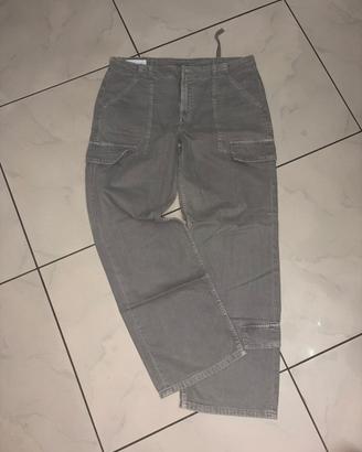 Pantaloni Zara Cargo Grigio/Salvia
