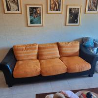 Divano 3 posti in pelle nera 