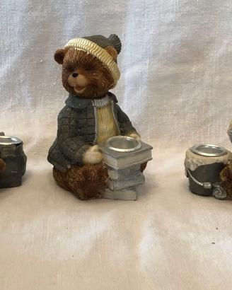 SET DI 5 ORSETTI LETTORI PORTACANDELA