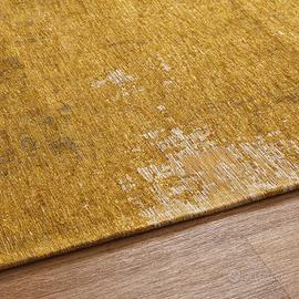 Tappeto vintage intessuto jacquard giallo senape