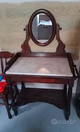 Mobile con specchiera in legno e marmo