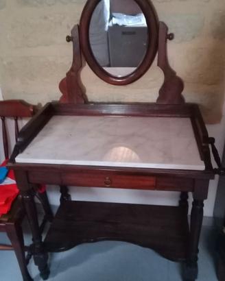 Mobile con specchiera in legno e marmo