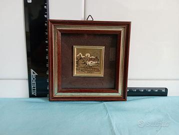 Quadretto vintage su foglia oro zecchino 23 kt