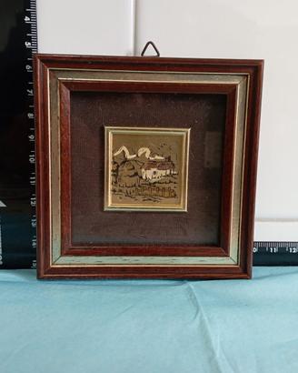 Quadretto vintage su foglia oro zecchino 23 kt