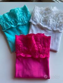 Set 3 top microfibra pizzo colorati