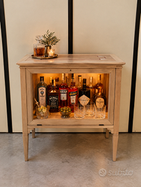 Mobile credenzina bar soggiorno in legno grezzo