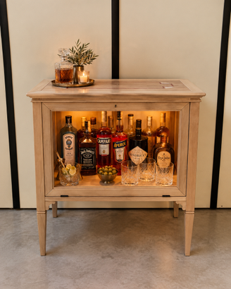 Mobile credenzina bar soggiorno in legno grezzo