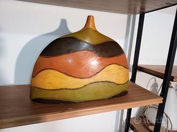 Vaso in legno, dipinto a mano