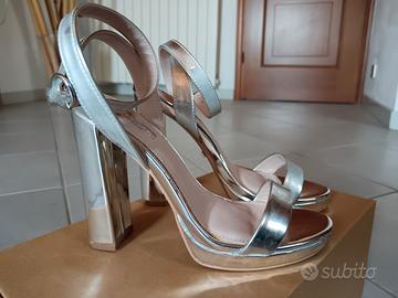 Sandali tacco alto argento Topshop n. 37