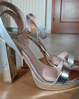 Sandali tacco alto argento Topshop n. 37