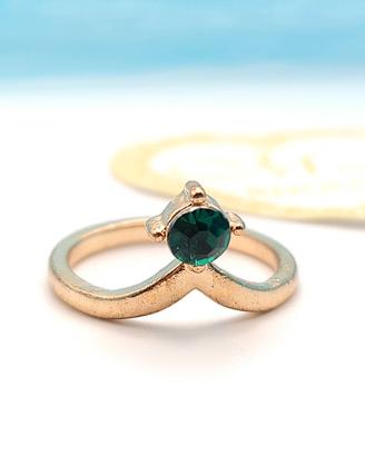 Anello Donna Dorato Con Pietra Verde Misura 18