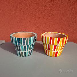 Set 2 vasetti in mosaico
