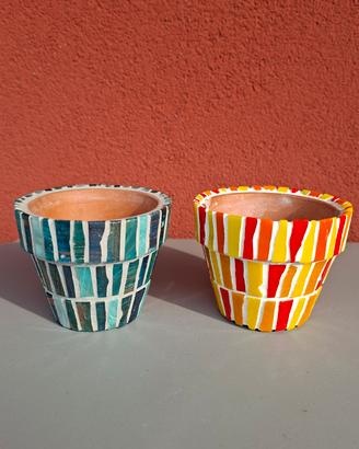 Set 2 vasetti in mosaico