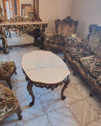 Salotto Stile Barocco Completo con Tavolo in Marmo