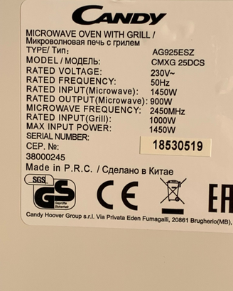 Microonde candy cmxg 25dcs